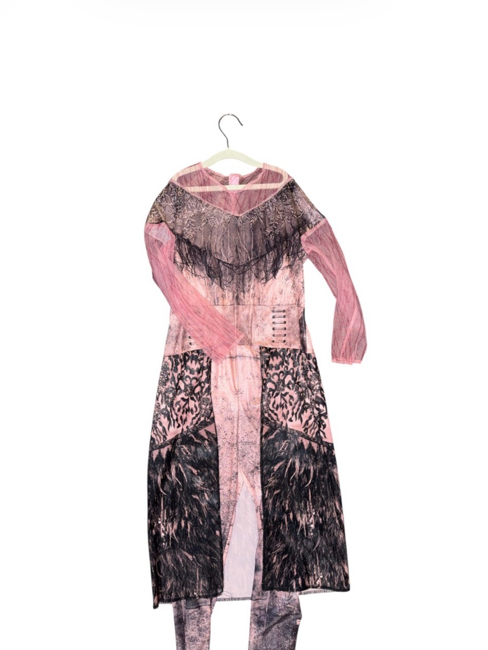 Disney Descendants Pink and Black Long Sleeve Printed Maxi Dress 7+